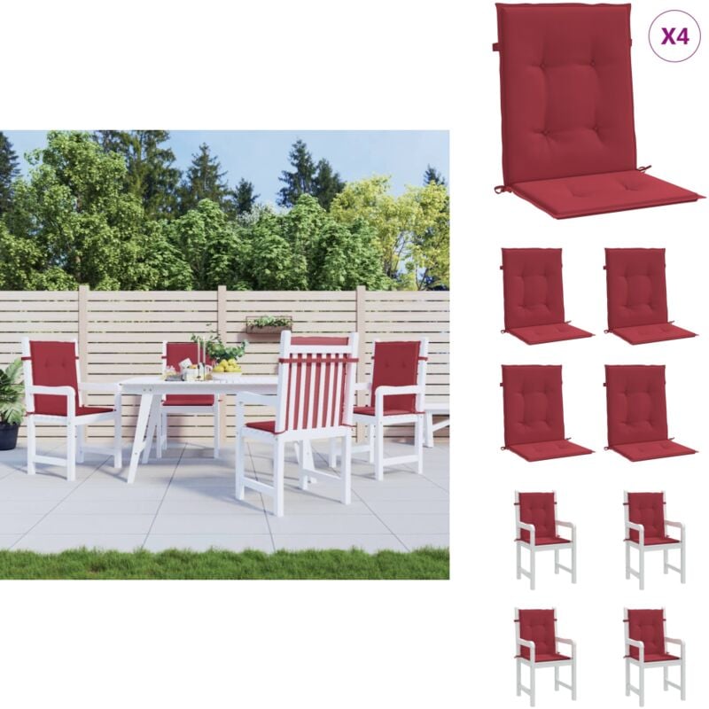 Coussins de chaise de jardin à dossier bas lot de 4 - Coussins De Chaise - Coussin Exterieur - Coussin Jardin - Coussin Confortable - Coussin