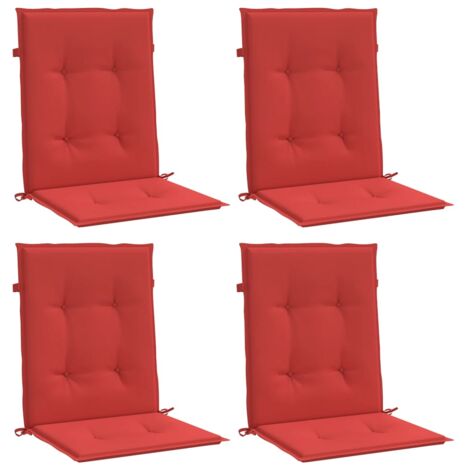 Coussins de chaise de jardin à dossier bas lot de 4 rouge vidaXL