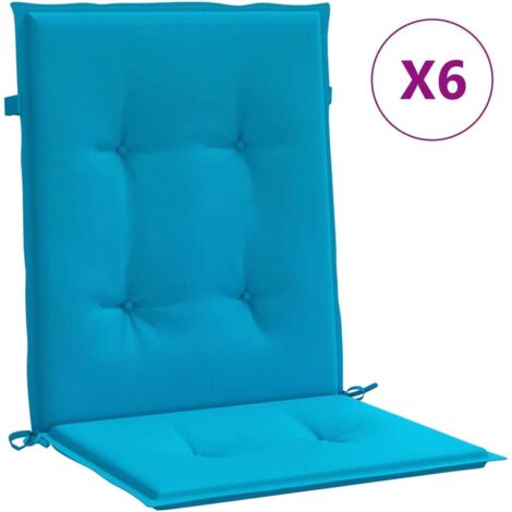 Coussins de chaise de jardin à dossier bas lot de 6 bleu