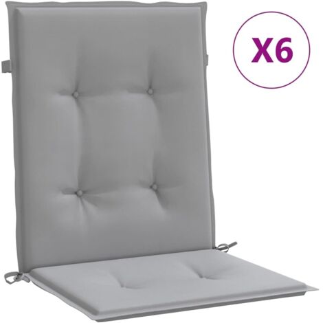 Coussins de chaise de jardin à dossier bas lot de 6 gris