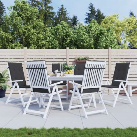 Coussins de chaise de jardin à dossier haut-Coussins de chaise de terrasse-Coussins d'extérieur lot de 6 noir tissu