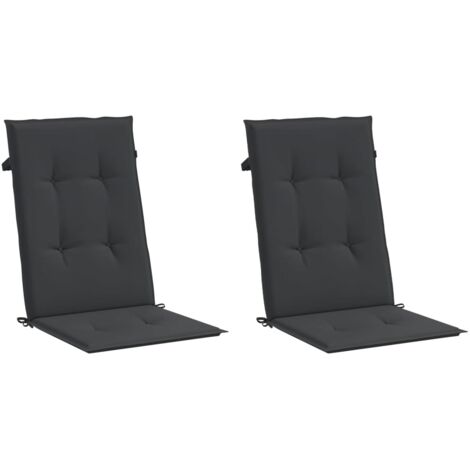 Coussins de chaise de jardin à dossier haut lot de 2，Coussins d'extérieur noir tissu CFW257470