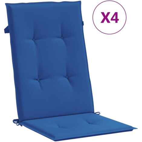Coussins de chaise de jardin à dossier haut lot de 4 bleu royal