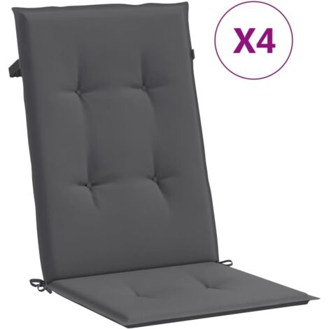 Coussins de chaise de jardin à dossier haut lot de 4，Coussins d'extérieur anthracite CFW951439