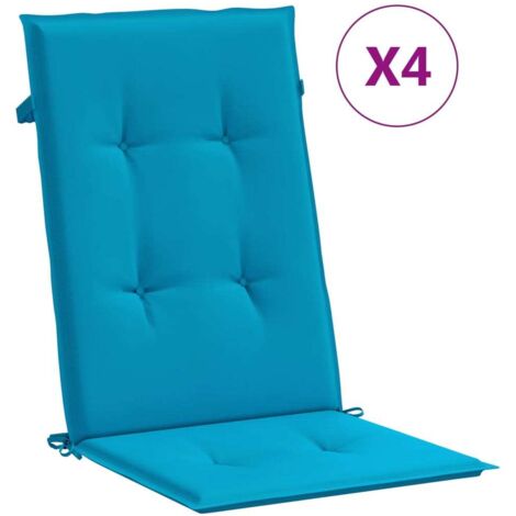 Coussins de chaise de jardin à dossier haut lot de 4，Coussins d'extérieur bleu tissu CFW790843