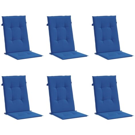 Coussins de chaise de jardin à dossier haut lot de 6，Coussins d'extérieur bleu royal CFW586933