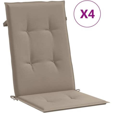 Coussins de chaise de jardin dossier haut lot de 4，Coussins d'extérieur taupe tissu CFW264657