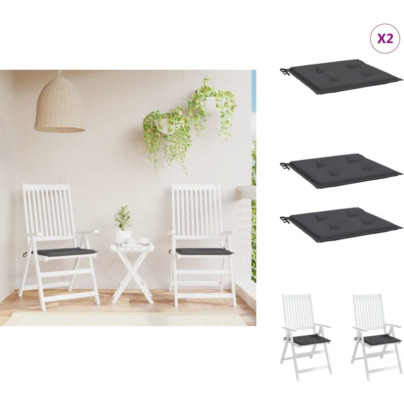Coussins de chaise de jardin lot de 2 anthracite 50x50x3 cm - Coussin De Chaise - Coussin D'extérieur - Coussin Jardin - Housse De Coussin - Textile