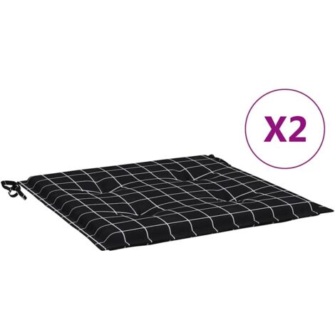 Coussins de chaise de jardin lot de 2 motif à carreaux noir