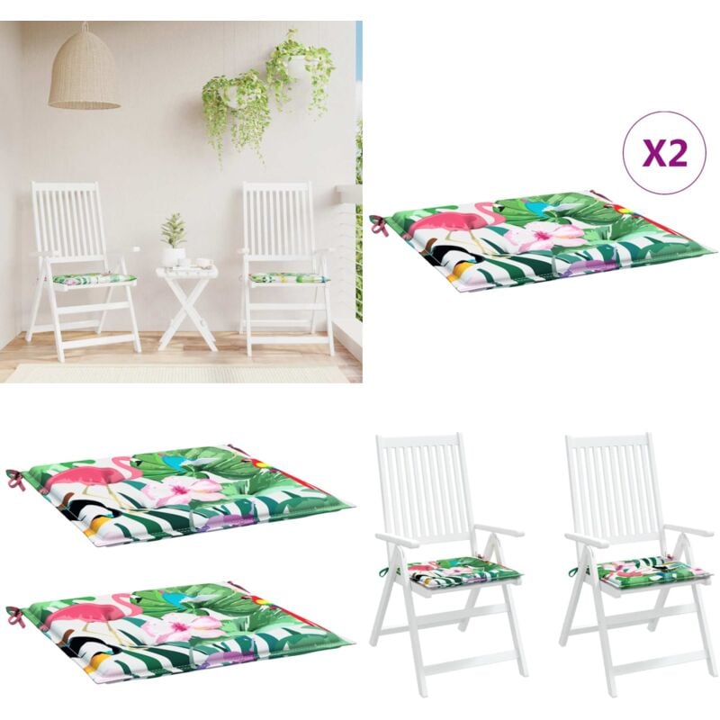 Coussins de chaise de jardin lot de 2 multicolore 50x50x3 cm - Coussin De Chaise - Coussin Exterieur - Coussin Jardin - Coussin Décoratif - Coussin
