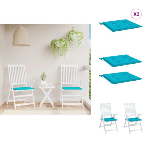 Coussins de chaise de jardin lot de 2 turquoise 50x50x3cm tissu - Coussins De Chaise - Coussins De Jardin - Coussins Exterieur - Cushions Décoratifs - Cushions Confortable