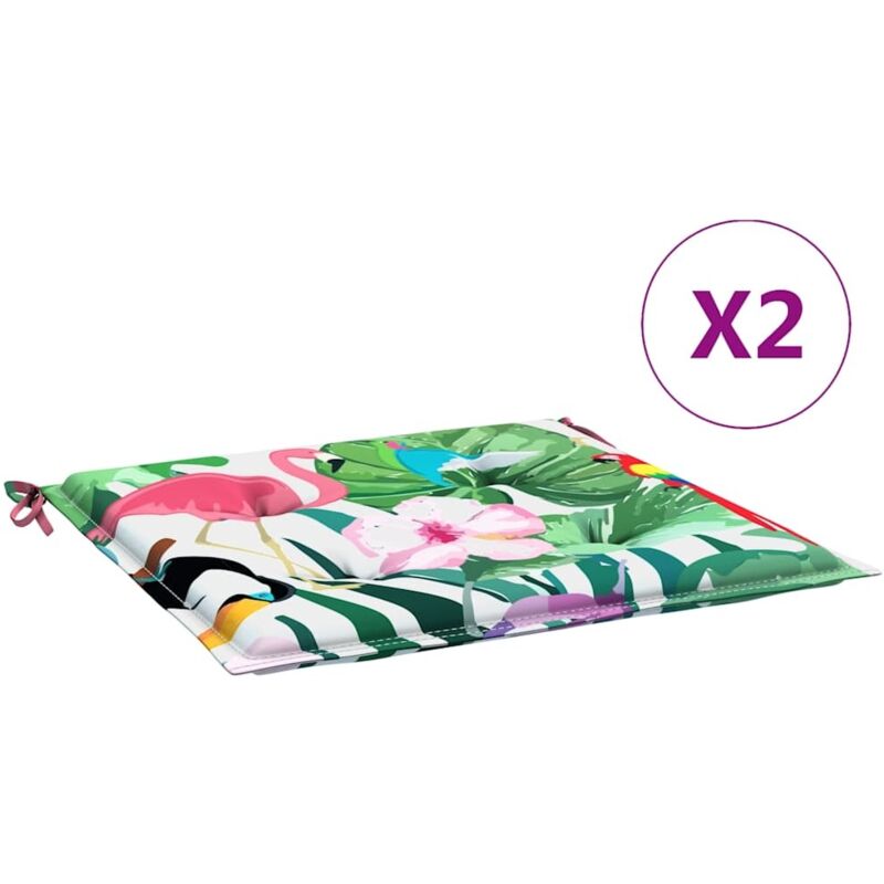 Coussins de chaise de jardin lot de 2，Coussins d'extérieur multicolore 50x50x4 cm CFW544527