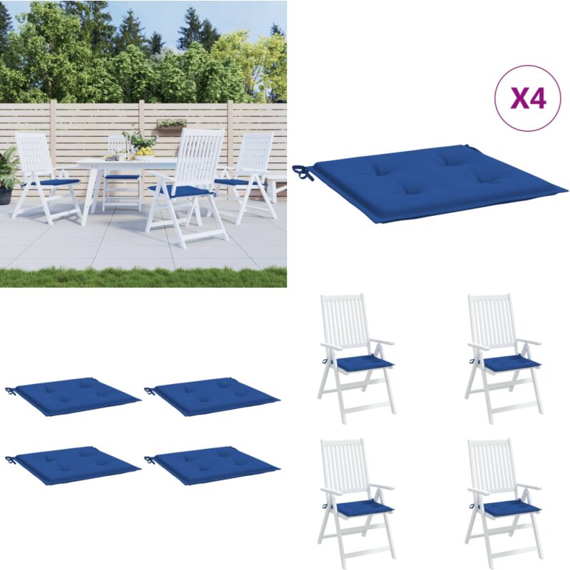 Coussins de chaise de jardin lot de 4 bleu royal 50x50x3 cm - Coussin De Chaise - Coussin Exterieur - Coussin Jardin - Coussin Confortable - Coussin