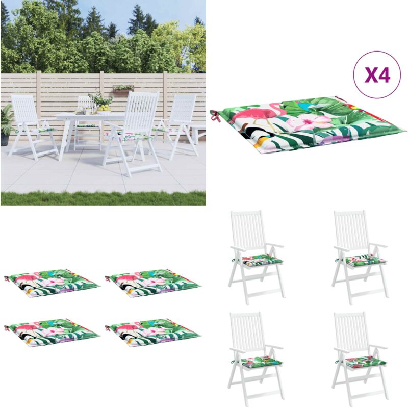 Coussins de chaise de jardin lot de 4 multicolore 40x40x3 cm - Coussin De Chaise - Coussin D'extérieur - Coussin Décoratif - Coussin Jardin - Coussin