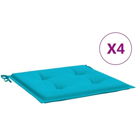 Coussins de chaise de jardin lot de 4，Coussins d'extérieur turquoise 50x50x4cm tissu CFW839650