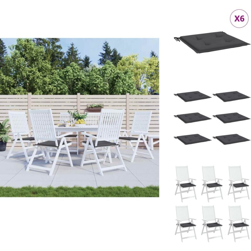 Coussins de chaise de jardin lot de 6 anthracite 50x50x3 cm - Coussins De Chaise - Coussins D'extérieurs - Coussins De Jardin - Cushions De Patio