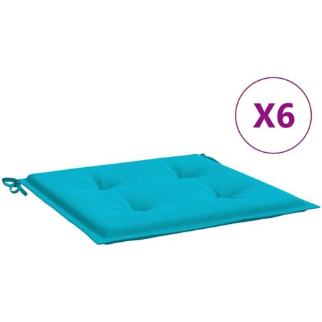 Coussins de chaise de jardin lot de 6 turquoise 40x40x4cm tissu