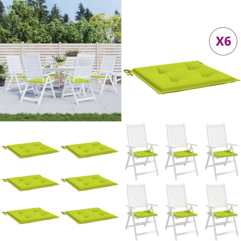 Coussins de chaise de jardin lot de 6 vert vif 50x50x3 cm - Coussin De Chaise - Coussin Exterieur - Coussin Jardin - Coussin Confortable - Coussin
