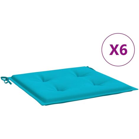 Coussins de chaise de jardin lot de 6,Coussins d'extérieur turquoise 40x40x4cm tissu CFW922933