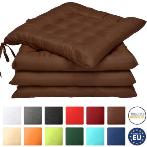 Coussins de chaise, épais et moelleux, café foncé [carrés] 4040 (4 pièces)