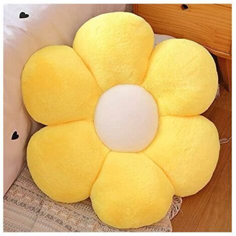Coussins de Chaise Forme de Fleur (30x30cm,B. Jaune), Coussin en Peluche Douce Duveteux Tatami Oreiller pour Siège, Canapé, Jardin, Salon Intérieur Décoration de Chambre des Enfants
