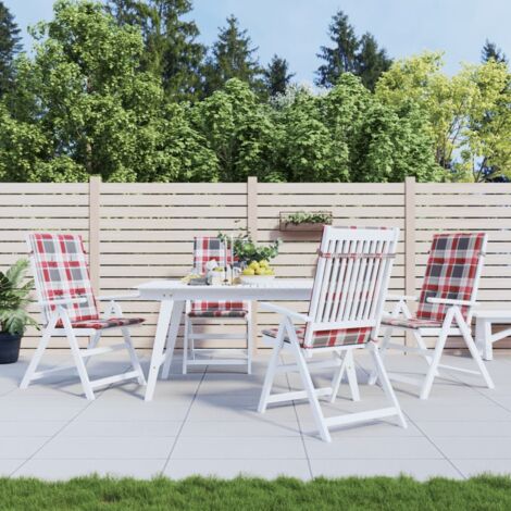 Coussins de chaise jardin dossier haut-Coussins de chaise de terrasse-Coussins d'extérieur lot de 4 carreaux rouges