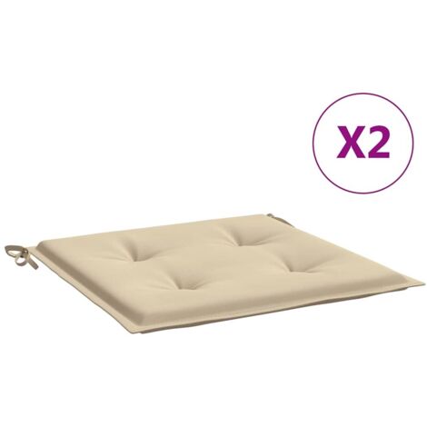 Coussins de chaise jardin lot de 2 beige 40x40x4cm tissu oxford