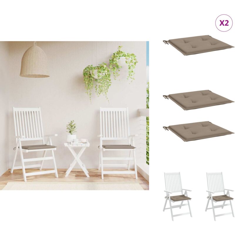 Coussins de chaise jardin lot de 2 taupe 40x40x3cm tissu oxford - Coussin De Chaise - Coussin Exterieur - Coussin Jardin - Coussin Confortable