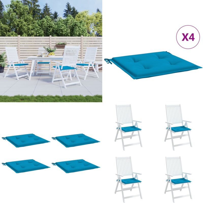 Coussins de chaise jardin lot de 4 bleu 50x50x3 cm tissu oxford - Coussin De Chaise - Coussin Exterieur - Coussin Jardin - Coussin Confortable