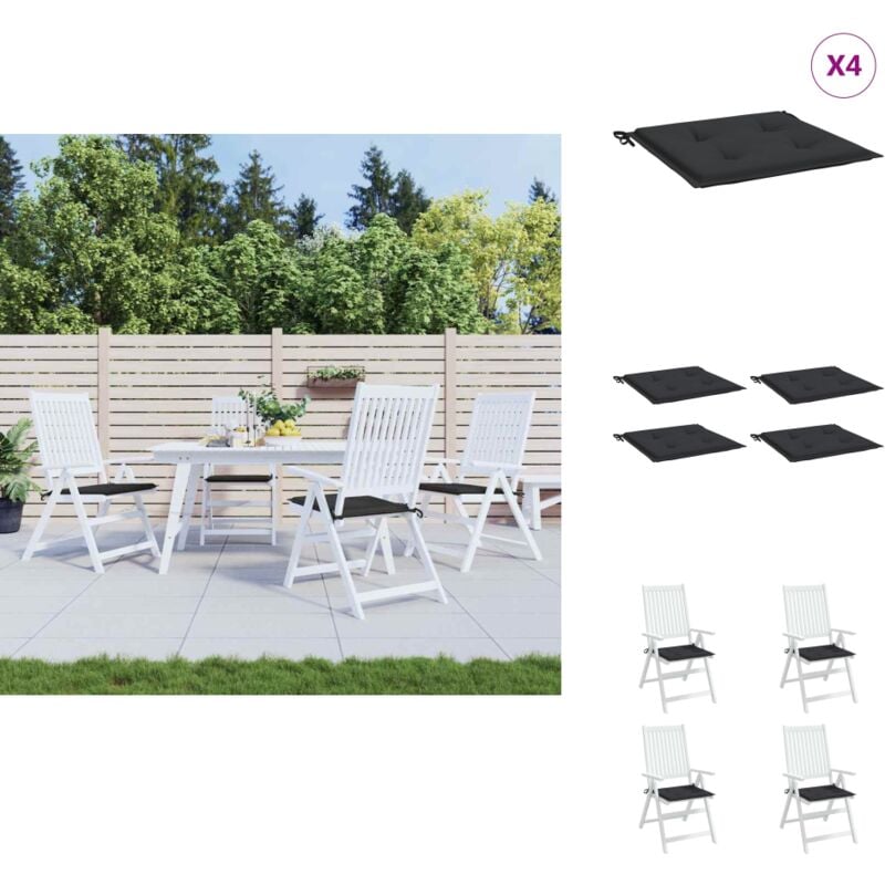 Coussins de chaise jardin lot de 4 noir 40x40x3 cm tissu oxford - Coussin De Chaise - Coussin Exterieur - Coussin Jardin - Coussin Confortable