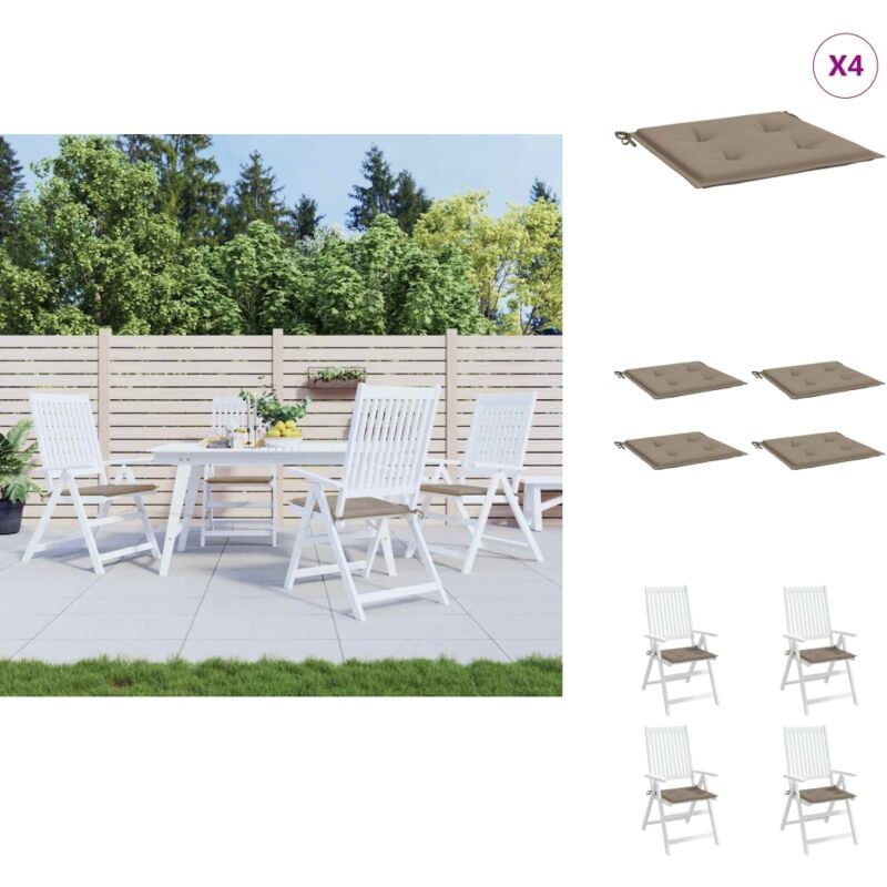 Coussins de chaise jardin lot de 4 taupe 50x50x3cm tissu oxford - Coussin De Chaise - Coussin Exterieur - Coussin Jardin - Housse De Coussin