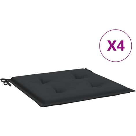 Coussins de chaise jardin lot de 4，Coussins d'extérieur noir 50x50x4 cm tissu oxford CFW143166