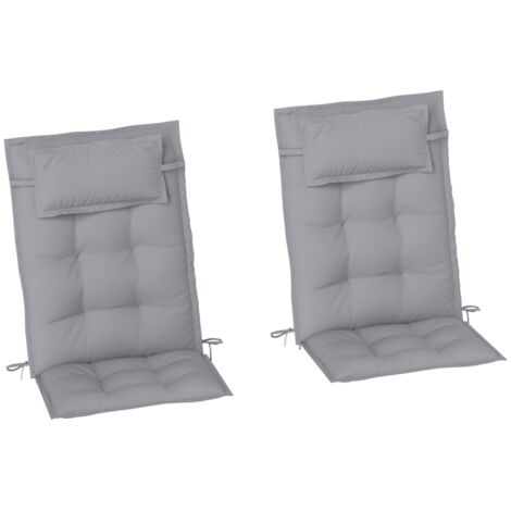 Coussins de chaise longue hydrofuges (lot de 2) - 116x50x5 cm, gris clair - Pour transat, jardin et plage