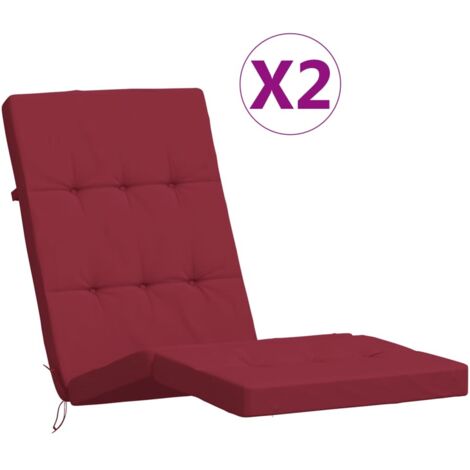 Coussins de chaise longue lot de 2 rouge bordeaux tissu oxford