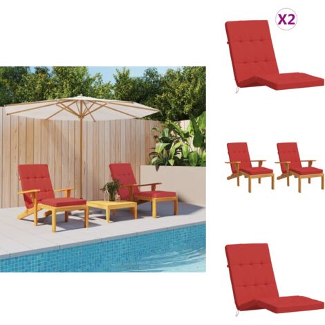 Coussins de chaise longue lot de 2 rouge tissu oxford - Coussin De Chaise Longue - Coussin Exterieur - Coussin Jardin - Coussin Terrace - Décoration Intérieur