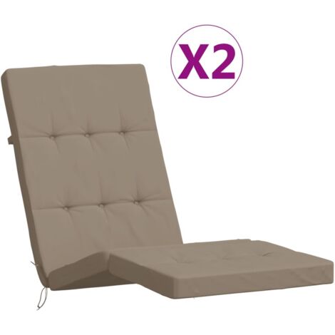 Coussins de chaise longue lot de 2 taupe tissu oxford