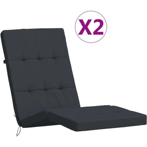 Coussins de chaise longue lot de 2，Coussins d'extérieur noir tissu oxford CFW923690