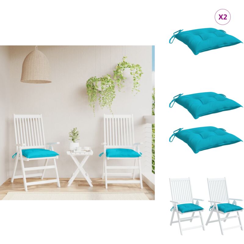 Coussins de chaise lot de 2 turquoise 50x50x7 cm tissu oxford - Coussin De Chaise - Coussin Exterieur - Coussin Décoratif - Coussin Confortable