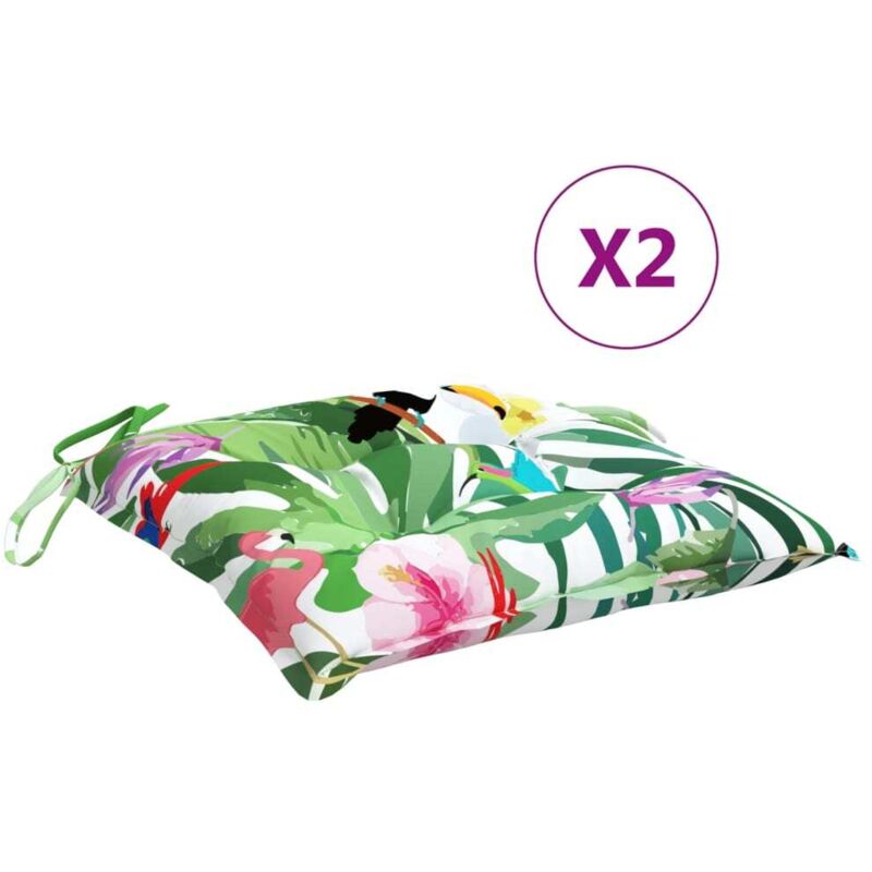 Coussins de chaise lot de 2，Coussins d'extérieur multicolore 50x50x7 cm tissu oxford CFW292332