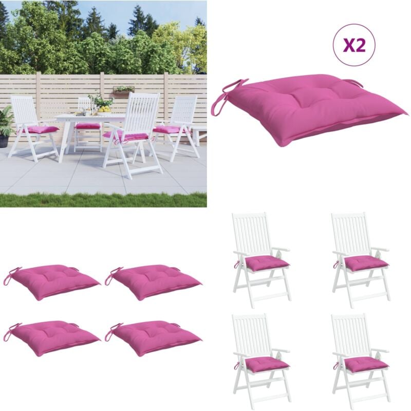 Coussins de chaise lot de 4 rose 40x40x7 cm tissu - Coussins De Chaise - Coussins Exterieurs - Coussins Décoratifs - Cushions Patio - Cushions Jardin