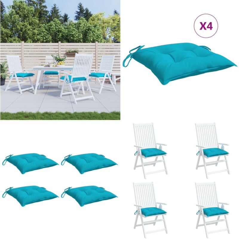 Coussins de chaise lot de 4 turquoise 50x50x7 cm tissu oxford - Coussins De Chaise - Coussins Exterieurs - Coussins Décoratifs - Tissus Oxford