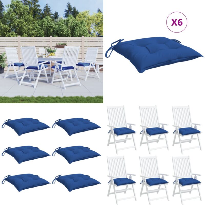 Coussins de chaise lot de 6 bleu 40x40x7 cm tissu oxford - Coussins De Chaise - Coussins Exterieurs - Coussins Bleus - Cushions Décoratifs - Mobilier