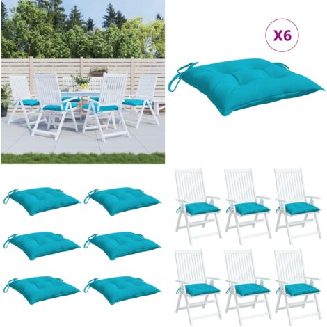 Coussins de chaise lot de 6 turquoise 50x50x7 cm tissu oxford - Coussins De Chaise - Coussins Exterieurs - Coussins Décoratifs - Cushions Patio - Cushions Jardin - Home & Living