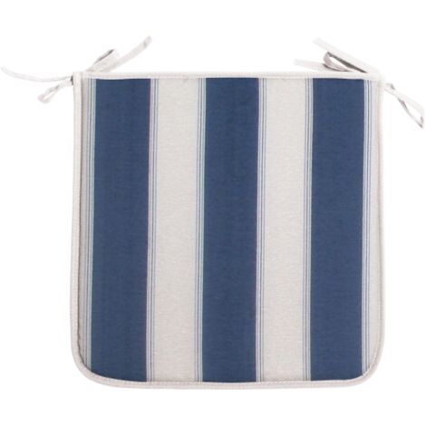 Coussins de chaise Panarea 60% polyester 40% coton 4 pie'ces rembourrage mousse polyure'thane 39x39x2 cm raye' bleu pour jardin exte'rieur