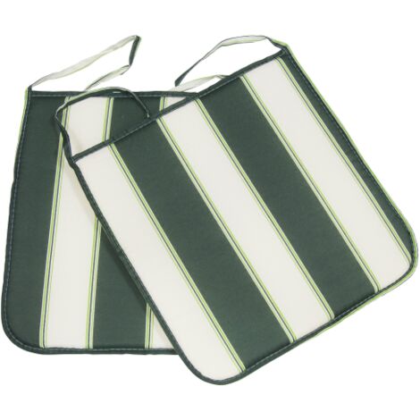 Coussins de chaise Panarea 60% polyester 40% coton 4 pie'ces rembourrage mousse polyure'thane 39x39x2 cm raye' vert pour jardin exte'rieur