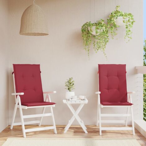 Coussins de chaise,Rembourrés pour chaise de jardin à dossier haut lot de 2 bordeaux BGT92106