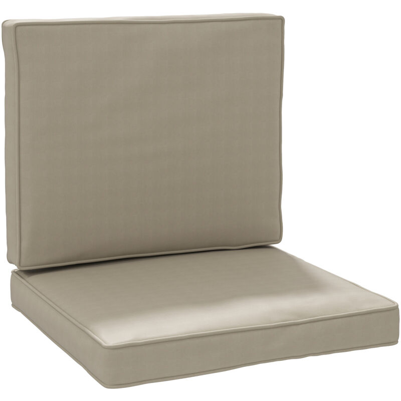 Outsunny - Coussins de fauteuil de jardin zippés déhoussables - galettes de chaise de jardin - épais rembourrage 7 cm - polyester haute densité kaki