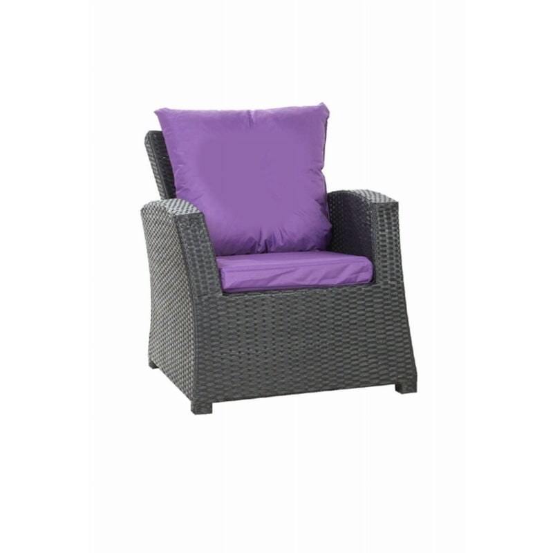 Setgarden - Coussins de fauteuil tressé en résine 56x52x7+56x50 1 pièce Coussin l'extérieur Violet Coussin de jardin coussin de chaise à dossier haut
