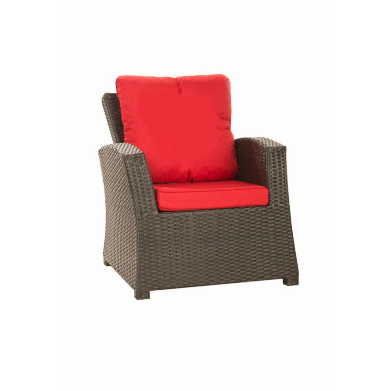 Setgarden - Coussins de fauteuil tressé en résine 56x52x7+56x50 1 pièce Coussin l'extérieur Rouge Coussin de jardin coussin de chaise à dossier haut