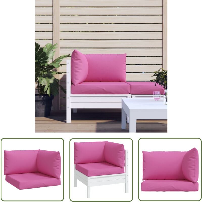 Yoolo - The Living Store Coussins de palette lot de 3 rose tissu Oxford - Coussin Chaise - Coussin Canapé - Coussin Exterieur - Coussin Décoratif